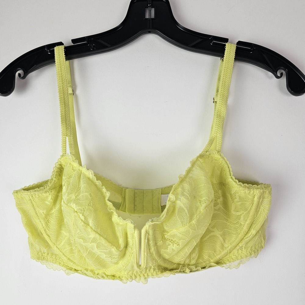 Auden Balconette Coverage Unlined Underwire Bra Lace Women's Size 38C Lime Green
